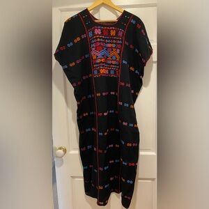 Vintage Handwoven Kaftan Dress black purchased in Mexico City